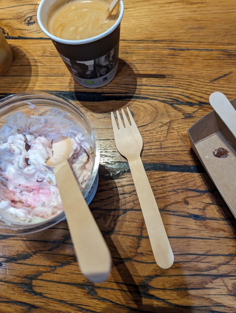 Wooden cutlery at cafes, instead of plastic, offers a small contribution to climate action.