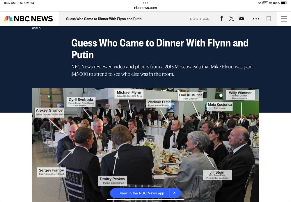 NBC news photo of Jill Stein at table with Russia's Putin